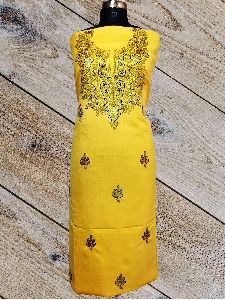 Mustard Embroidered Kashmiri Summer Suit