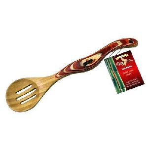 Green Bamboo Slotted Spoon