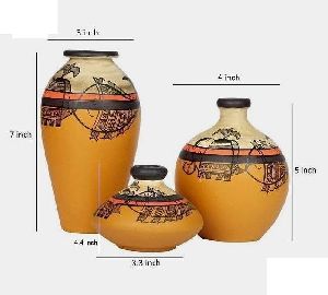ClayPot/Hand-Painted Pots Set of 3/Home Decoration/Manufacturer
