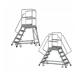 Silver Single Double Sided Access Mobile Work Platforms Ladders