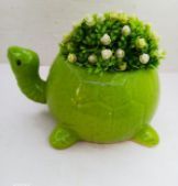 Ceramic Green Turtle Flower Pot, Size : 5x7.5 Inch