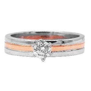Gents Ring Band Solitaire White &amp;amp; Rose Gold Diamond Band
