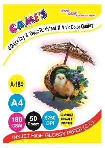 GAMI'S 180gsm A4 Inkjet Photo Glossy Paper(50 sheets)