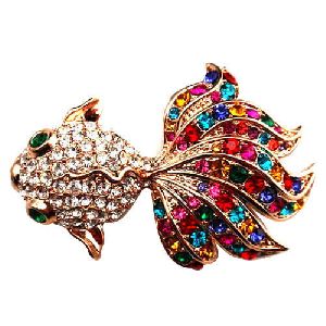 Multicolor Fish Metal Brooch
