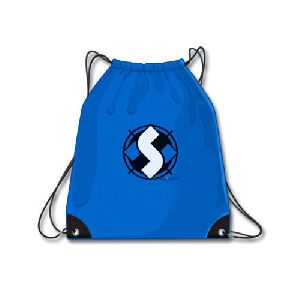 100% Polyester Printed Promotional Drawstring Bag, Color : Blue