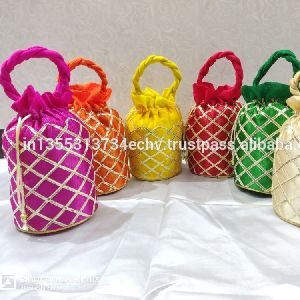 Handmade Ethnic Indian Latest Design Women wedding Gift Satin Bag handbag coin Potli Bags