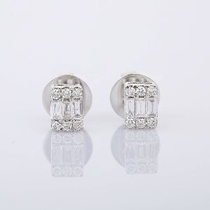 Natural Diamond Octagon Solitaire 14K White Gold Studs