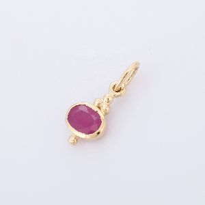 Precious Ruby Solitaire 14K Yellow Gold Pendant