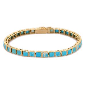 Precious Turquoise Adjustable 18K Yellow Gold Bracelet