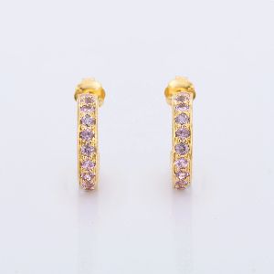 Tiny Pink Sapphire Round 14K Yellow Gold Bali