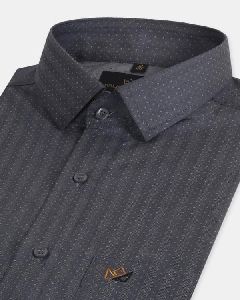 Men's Grey Color Micro Striped Printed Shirt