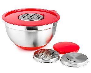 Stainless steel German Bowl, German Grater with 3 different blades