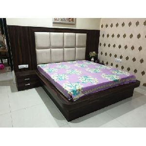 wooden double bed