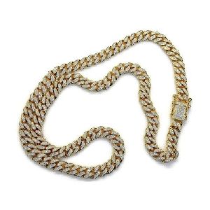 10.00 Carat Round Diamond Link Chain Necklace For Men’s