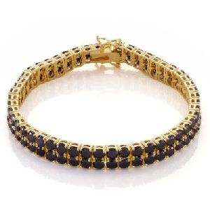 14.20 Carat 14k Yellow Gold Black Diamond Tennis Bracelet