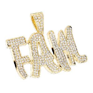 3.05 Carat Custom Diamond Pendant Hip Hop In 14 Yellow Gold For Men’s