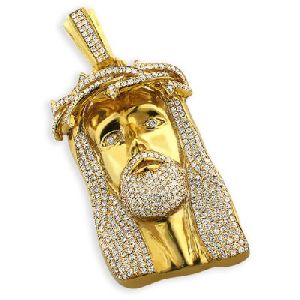 3.2 Carat Jesus Piece Face Hip Hop Pendant Craft In 14k Yellow Gold
