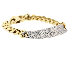 4.00 Carat Hip-Hop 14k Yellow Gold Link Diamond Bracelet For Men’s