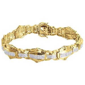 5.00 Carat Men’s Link Hip Hop Diamond Bracelet In 14k Yellow Gold