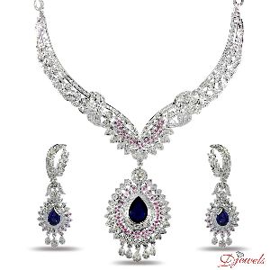 Diamond Necklace Set Changeable Stone Set with 20% Discount Buy early