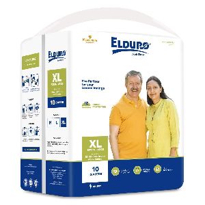 ELDURO Men and Women Adult Diaper with Disposal Bag, Waist Size 48 to 57 Inches - 10 Count (X-Large)