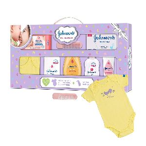 Johnson's Baby Care Collection Baby Gift Set with Organic Cotton Baby Dress (8 Pieces)