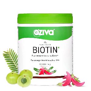 OZiva Plant Based Biotin 10000+ mcg For Stronger Hair &amp;amp; Healthier Skin, 125g (Biotin, 125g)