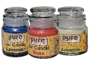Pure Source India Wax Jar Candle, Pack of 3, Rose;Jasmine;Lavender
