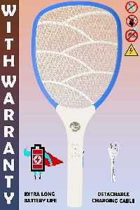 Weird Wolf Wide Range Rechargeable Mosquito Bat Racket with Warranty(Multicolour)