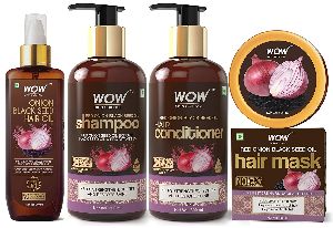 WOW Skin Science Onion Black Seed Oil Hair Care Ultimate 4 Kit (Shampoo + Hair Conditioner + Hair Oi