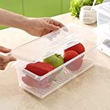 Food Storage Container With Removable Drain Plate and Lid Fridge Storage Box Stackalb Plastic Free