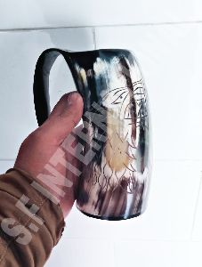 Buffalo Drinking Black &amp;amp; White Horn Mug