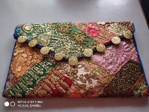 Indian Handmade Embroidered Ethnic Vintage Indian Envelope Over sized Clutch Bag