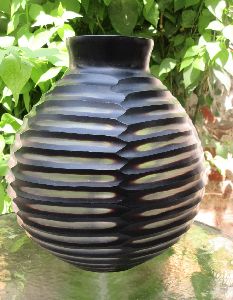 Black Glass Flower Vase