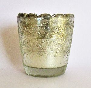 Carved Glass Candle Votive