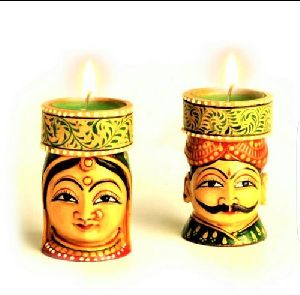 Wooden Hand Painted Candle Stand