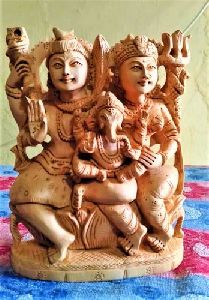 Wooden Shiv Parivar Statue