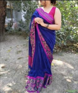 Blue Begumpuri Minakari Cotton Saree