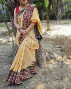 Floral Begumpuri Minakari Cotton Saree