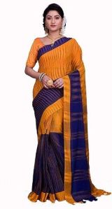 Yellow-blue Jharna Cotton Saree