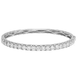 2.28 Carat Ladies Bangle Bracelet White Diamonds Craft In 14k White Gold