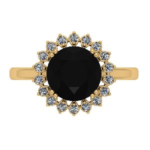 2.50 Carat Black Diamond Engagement Ring In Yellow Gold