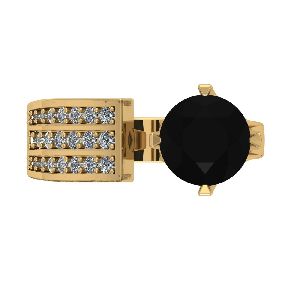 2.50 Carat Unique Black Diamond Engagement Ring In Yellow Gold