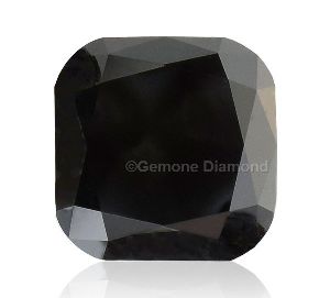 Natural 1 Carat Cushion Cut Diamond Jet Black Color