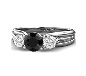 White Gold Three Stone Engagement Ring In 14k Total 1.60 Carat