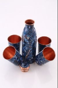 Bliss 5 Pcs Copper Bottle and Glass Set