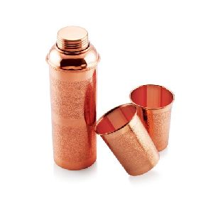 3 Pcs Carving Copper Bottle and Glass Set