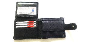 Ndm leather wallet with top button closures