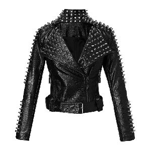 Ladies Studded Leather Jacket