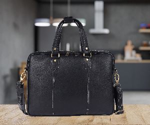 extra spacious genuine leather laptop blk messenger bag